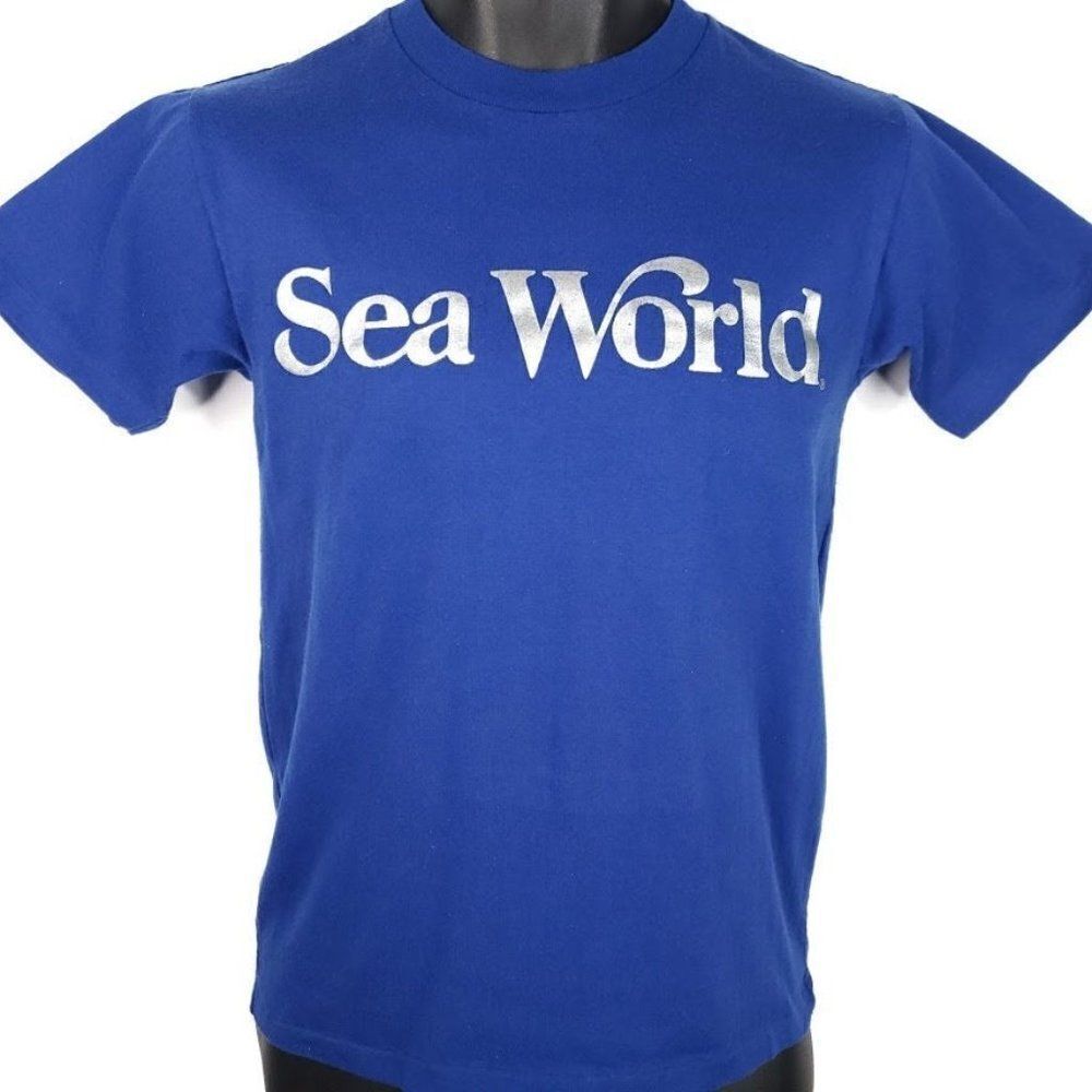SeaWorld Theme Park T Shirt Vintage 80s Marine Life 50/50 Made In USA Mens Small